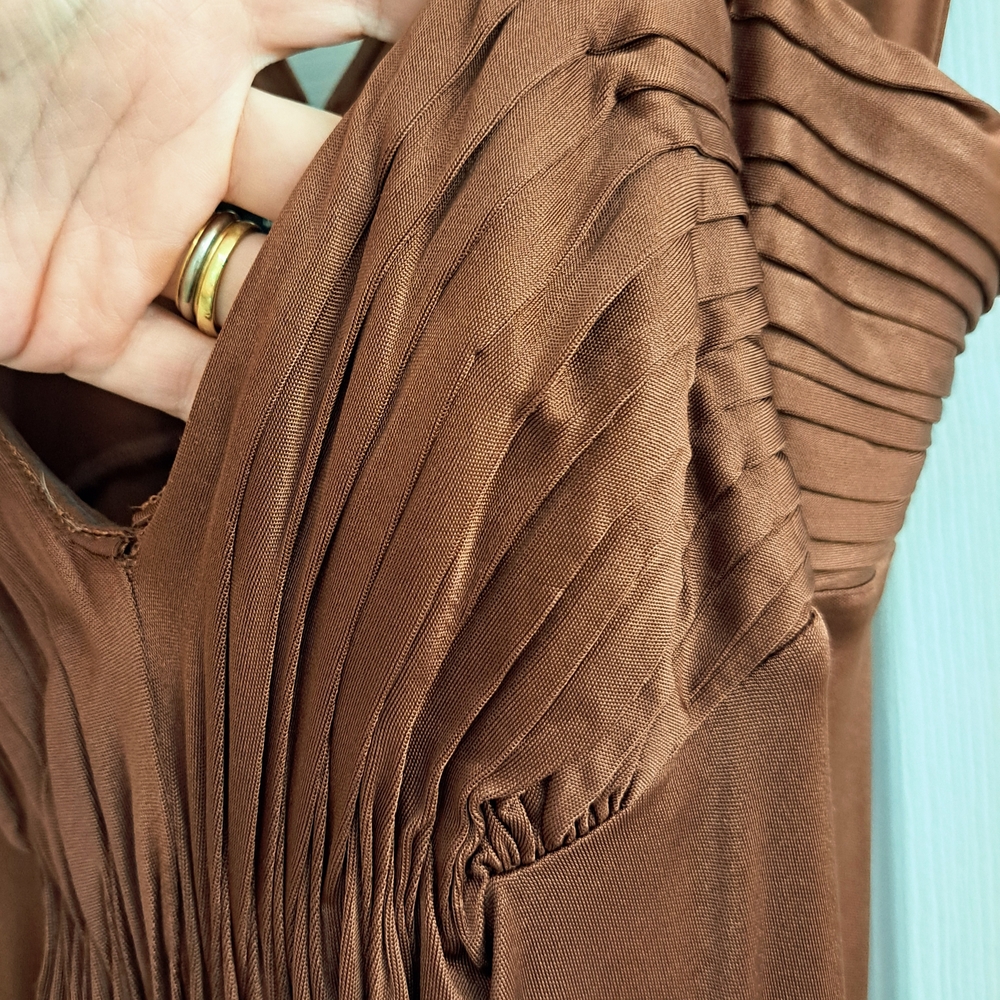 BCBGMaxAzria Chocolate Brown Slinky Knit Flattering Style Midi Dress